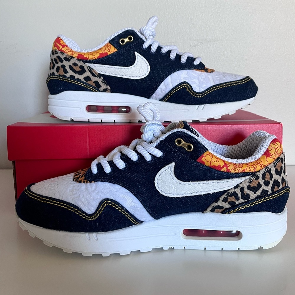 Nike Air Max 1 Premium Denim Leopard, Used (Size US Men’s 10.0) - Picture 2 of 6